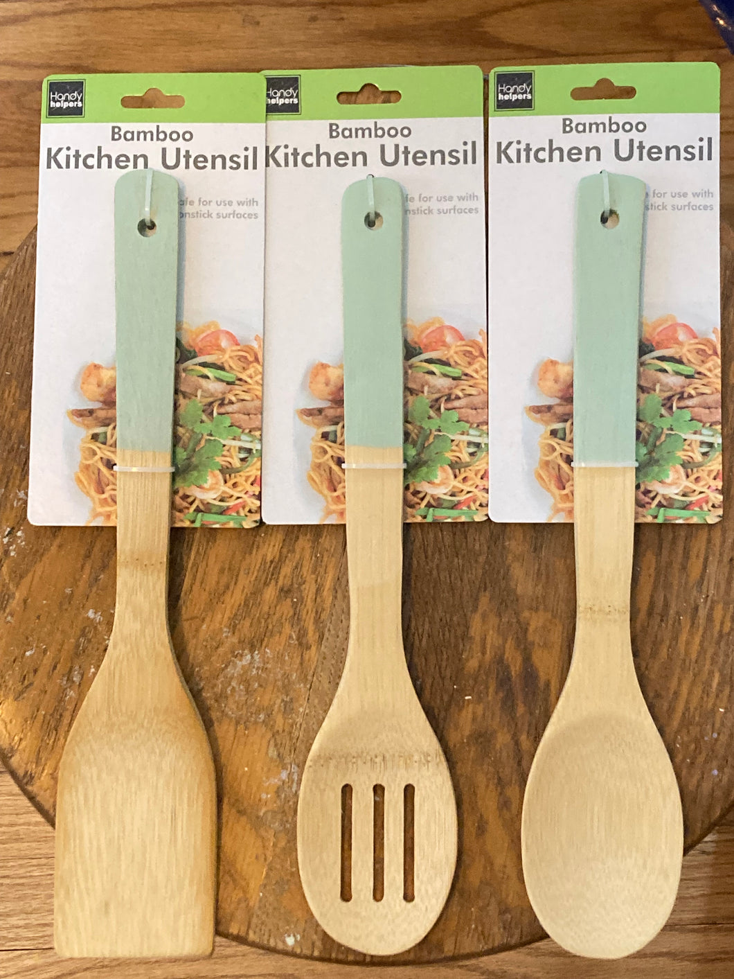 Handy Helpers 3 Pc Bamboo Kitchen Set Utensil Cooking Tools 12 inch