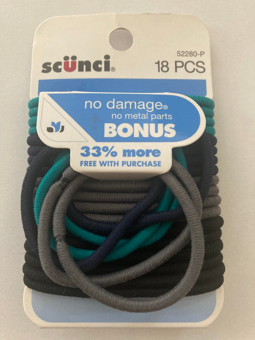 Scunci No Damage - No Metal Parts Black Hair Ties Hair Elastics #52280-P