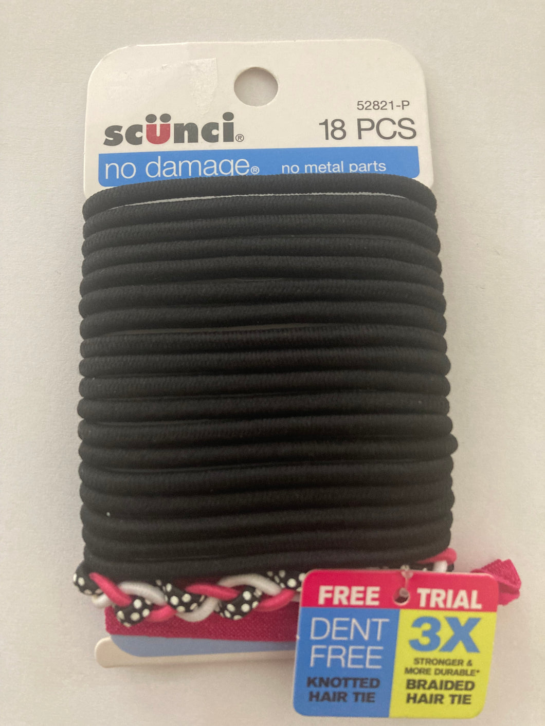 Scunci No Damage - No Metal Parts Black Hair Ties Hair Elastics #52821-P