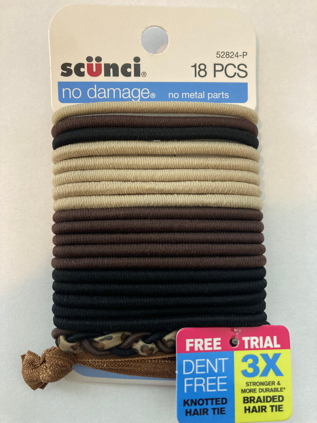 Scunci No Damage - No Metal Parts Multi Color Hair Ties Hair Elastics # 52824-P