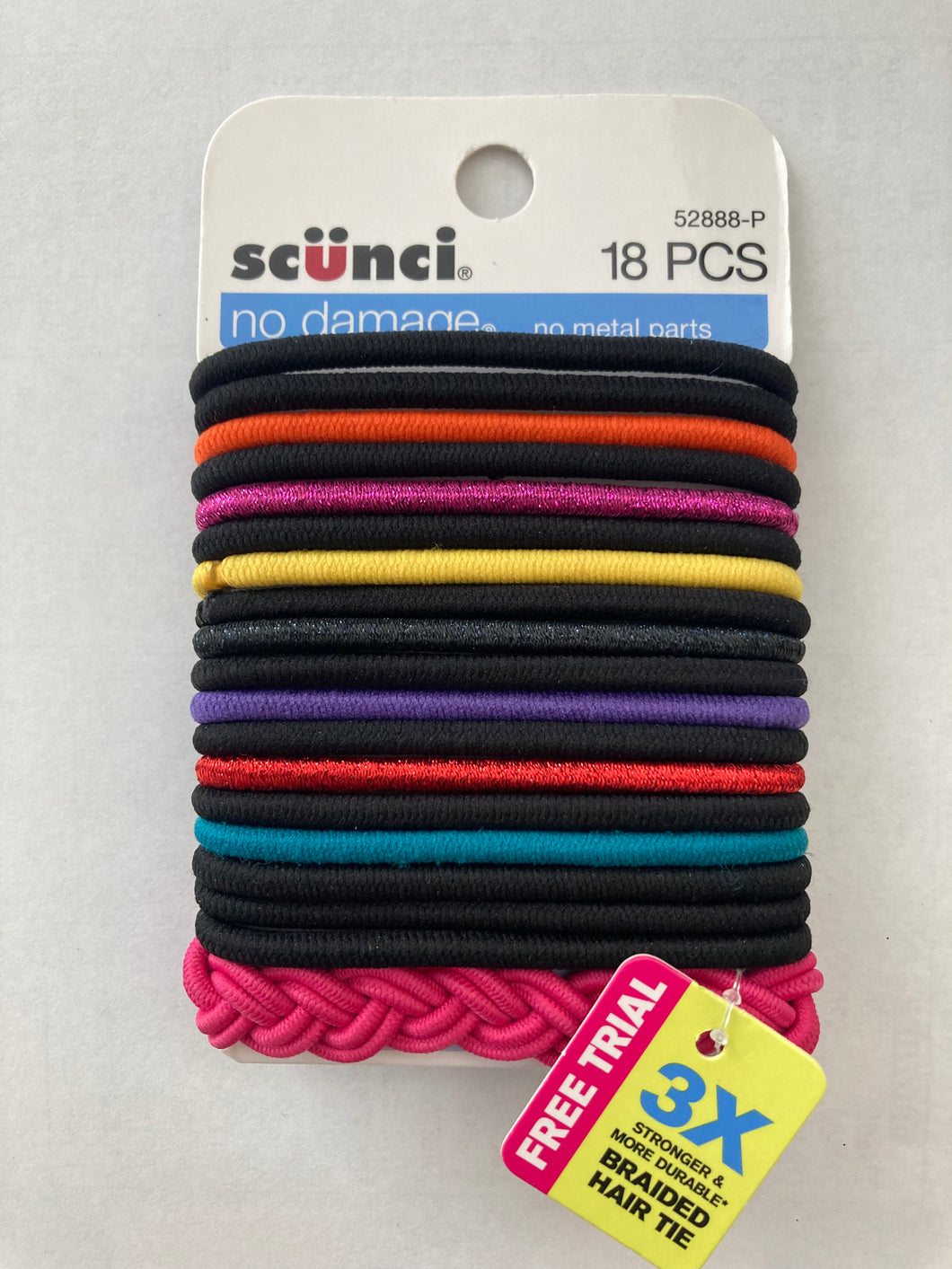 Scunci No Damage - No Metal Parts Multi Color Hair Ties Hair Elastics #52888-P
