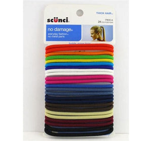 Scunci No Damage Hair Elastics - Hair Ties for Thick Hair 24 pieces #17830-A