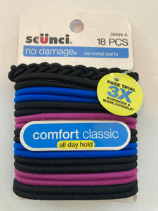 Scunci No Damage - No Metal Parts Multi Color Hair Ties Hair Elastics # 39898-A