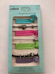 Scunci Twice as Nice - For Hair & Wrists - 7 piece Hair Tie Set