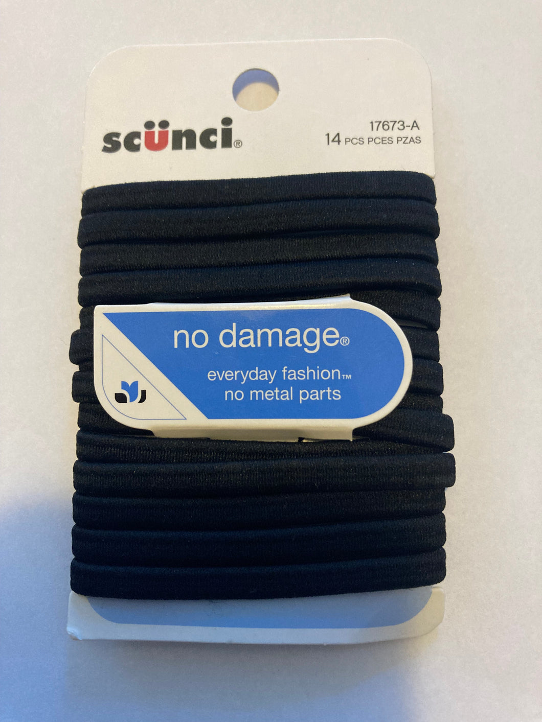 Scunci FLAT No Damage - No Metal Parts Black Hair Ties Hair Elastics # 17673-A