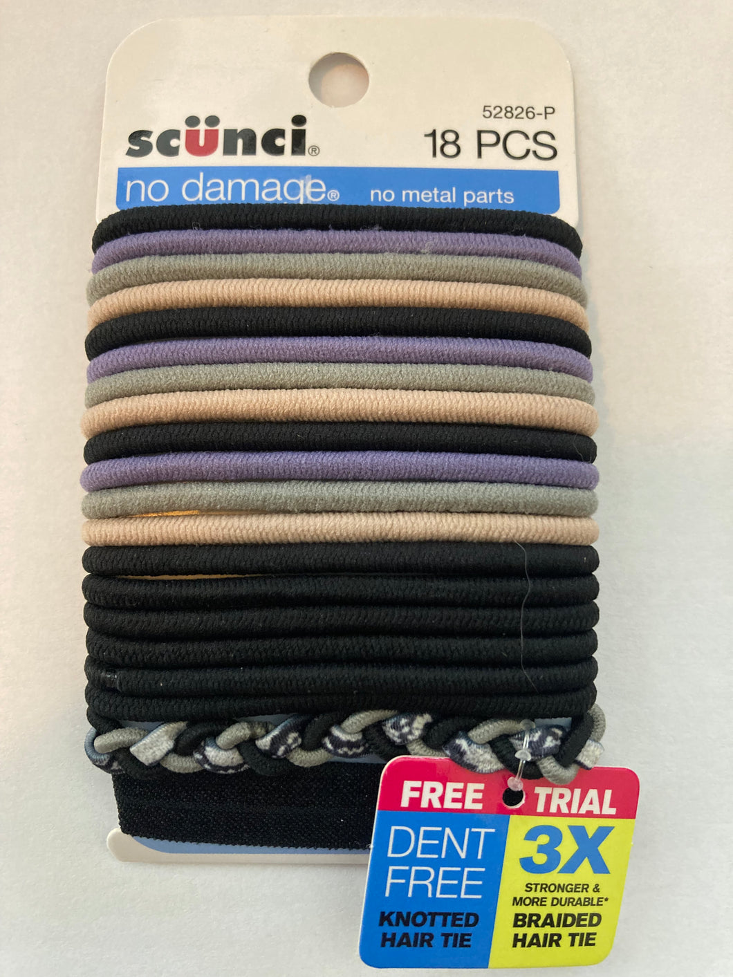 Scunci No Damage - No Metal Parts Multi Color Hair Ties Hair Elastics # 52822-P