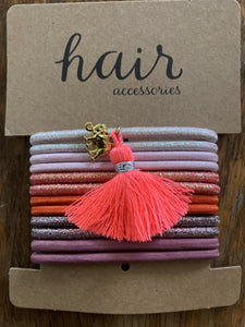Scunci Hair Elastics - Hair Ties w/ tassel &amp; small elephant charm