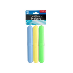 Tooth Brush Holders Travel Pack of 3 assorted Colors
