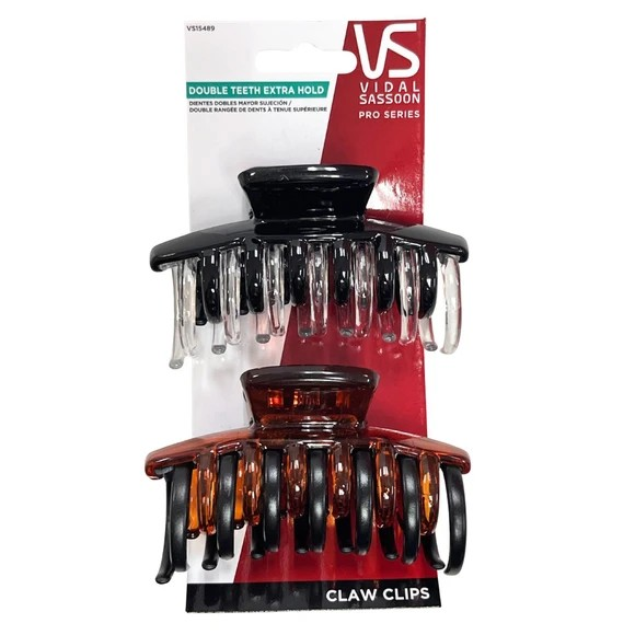 Vidal 2 pack Large Claw Clips - Black & Brown